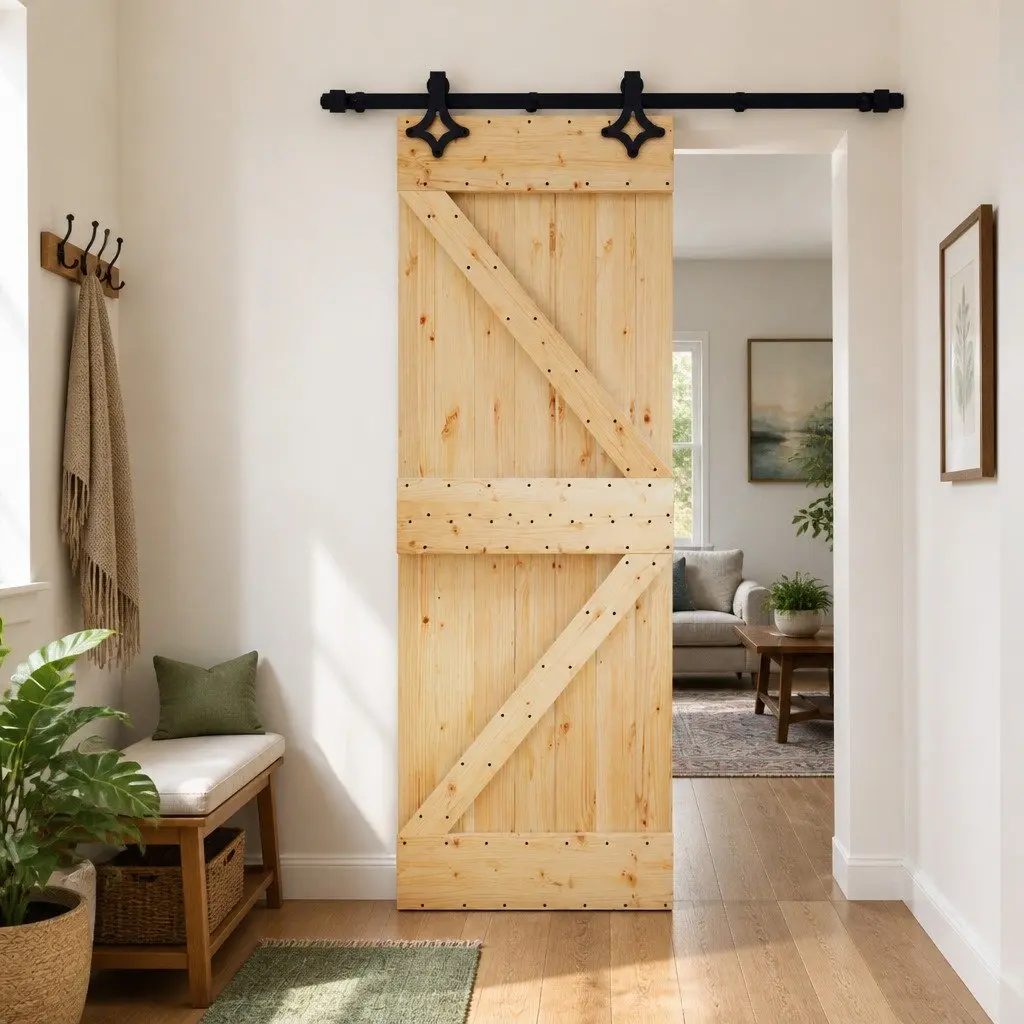 Sliding Door in Solid Pine Wood 70 x 210 cm