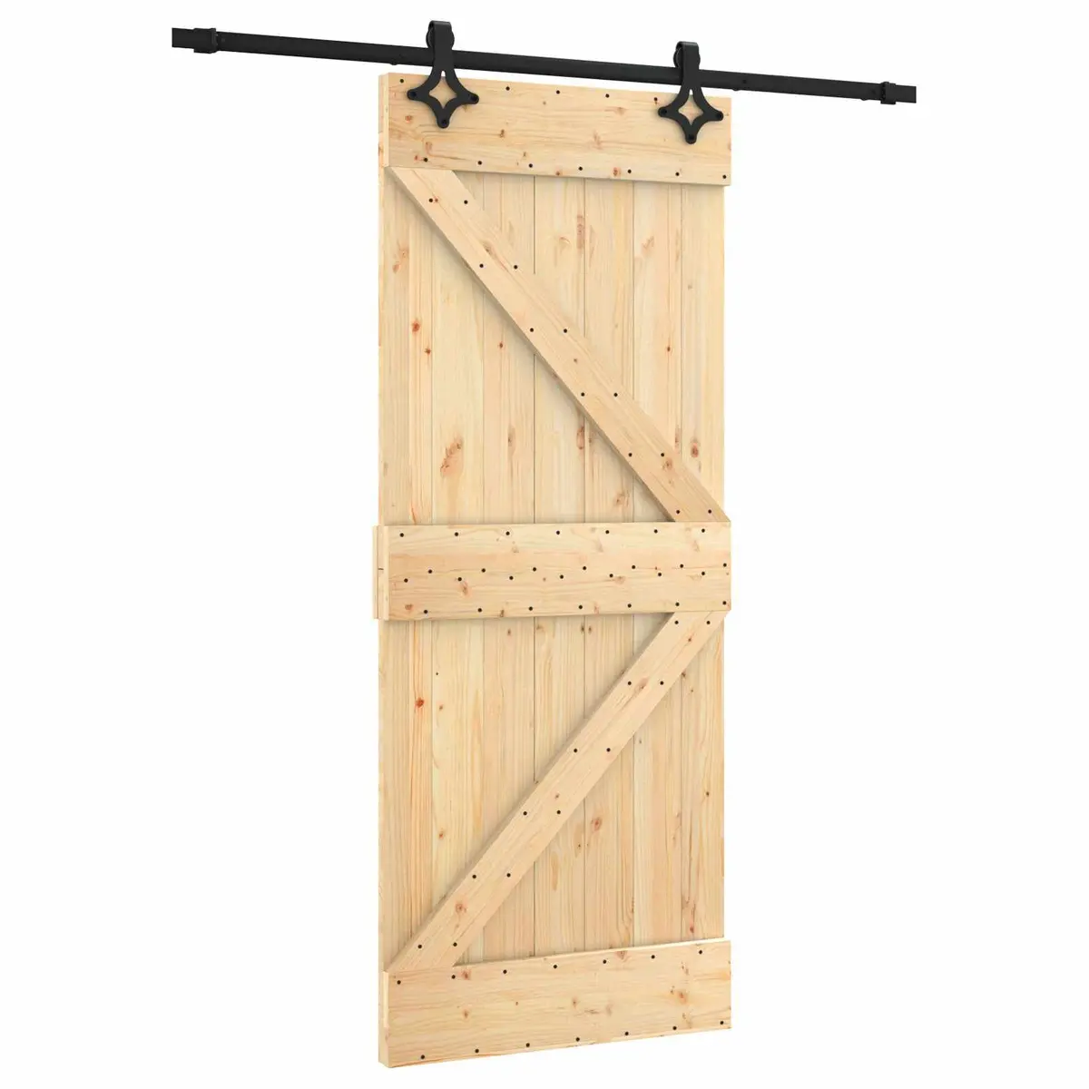 Solid Pine Wood Sliding Door 85x210cm with Steel Track