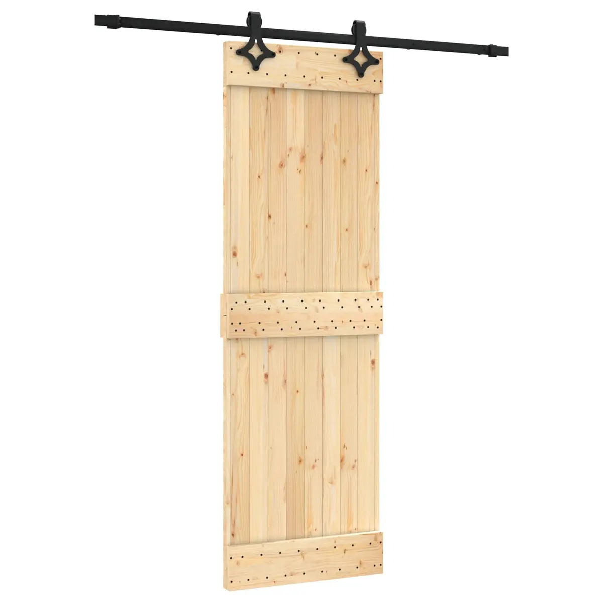 Sliding Door Natural Brown Solid Pine Wood 70x210cm Space-Saving Interior Room