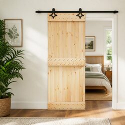Modern Sliding Door in Natural Pine Wood - 80 x 210 cm