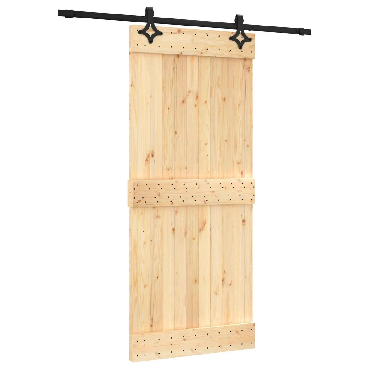 Sliding Door Solid Pine Wood 90 x 210 cm Brown