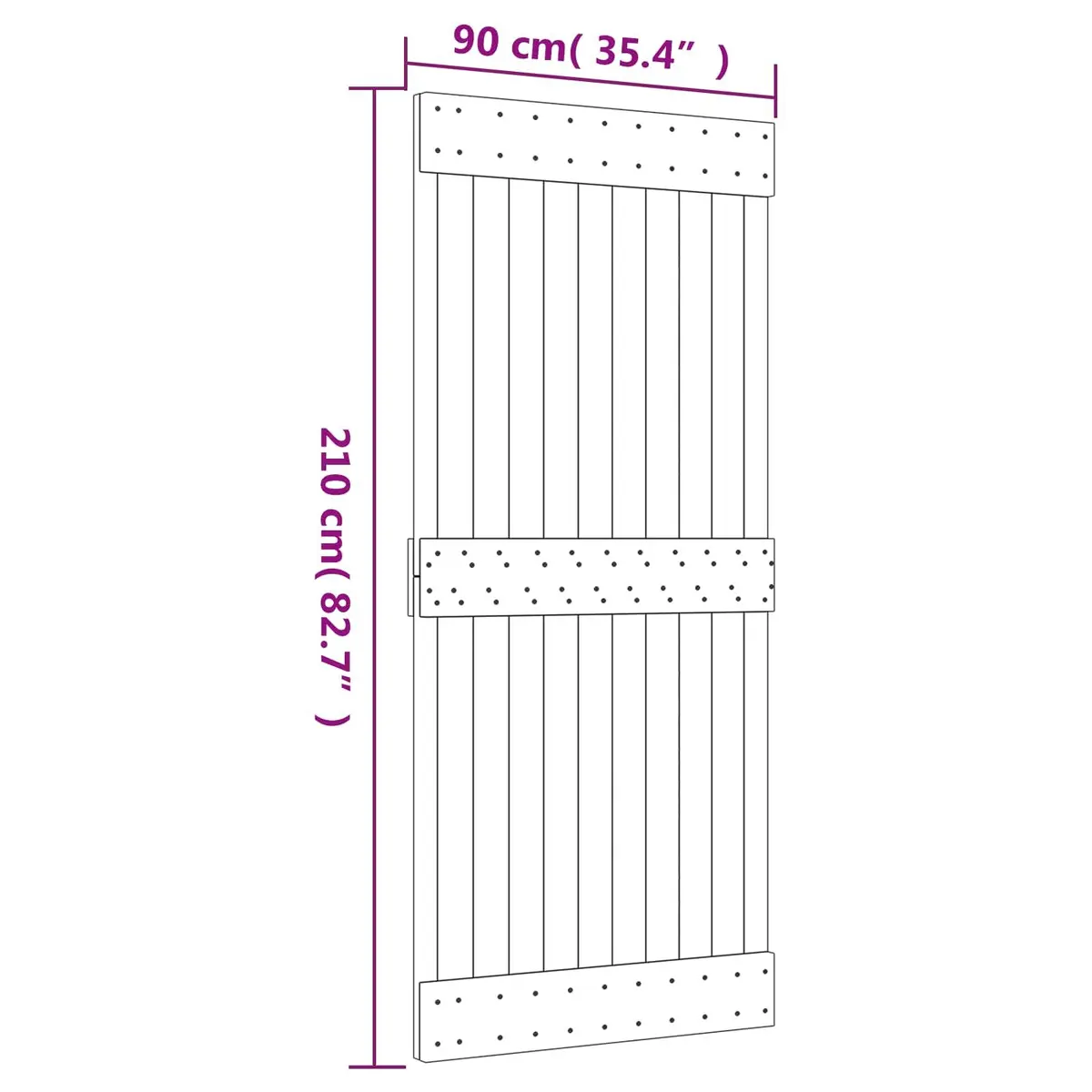 Sliding Door Solid Pine Wood 90 x 210 cm Brown