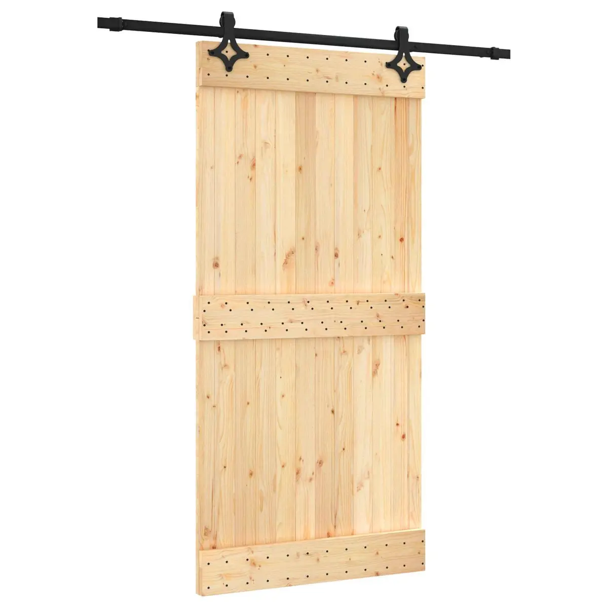 Sliding Door 100x210cm Pine Wood with Black Frame