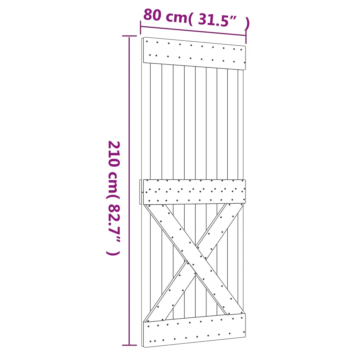 Sliding Door Solid Pine Wood 80 x 210 cm Natural Brown