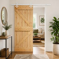 Premium Solid Pine Wood Sliding Door in Natural White 85 x 210 cm
