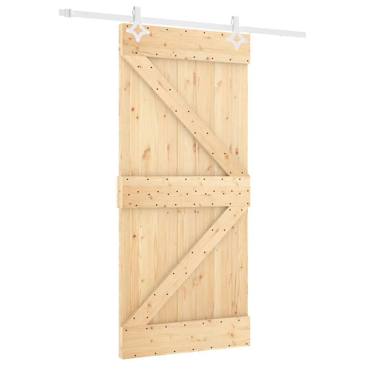Solid Pine Wood Sliding Door in Natural White 90 x 210 cm