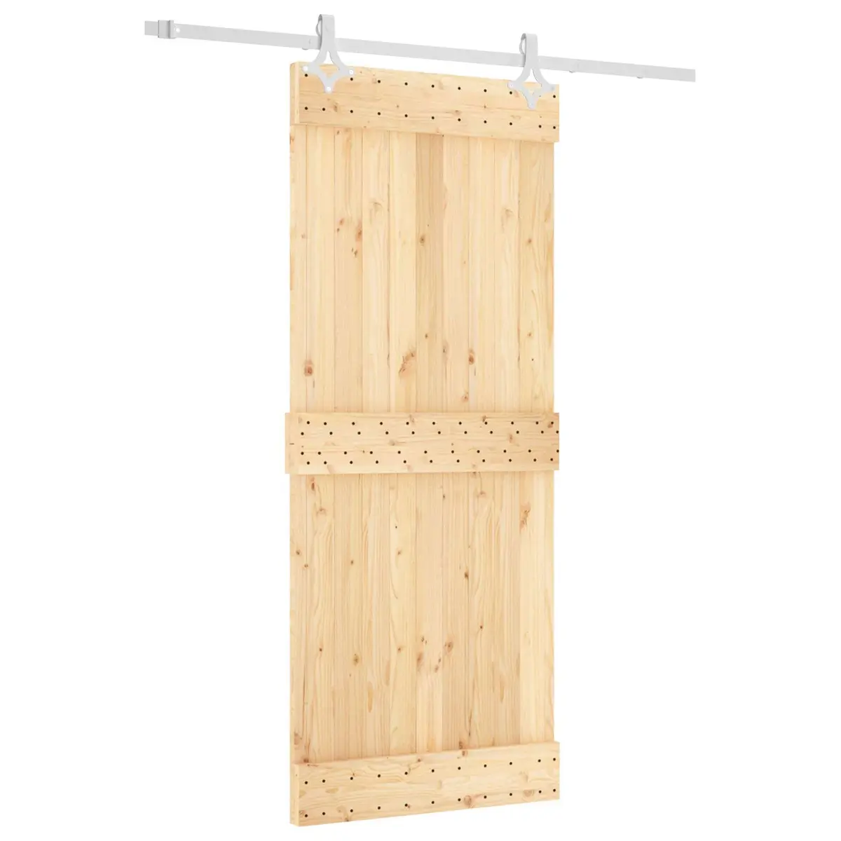 Sliding Door in Solid Pine Wood with Steel Track