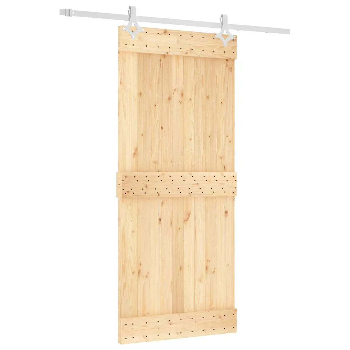 90 x 210 cm Natural White Solid Pine Wood Sliding Door