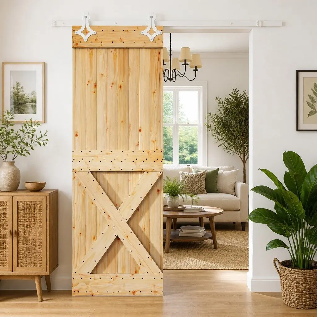 Sliding Door Pine Wood Natural White 70x210cm