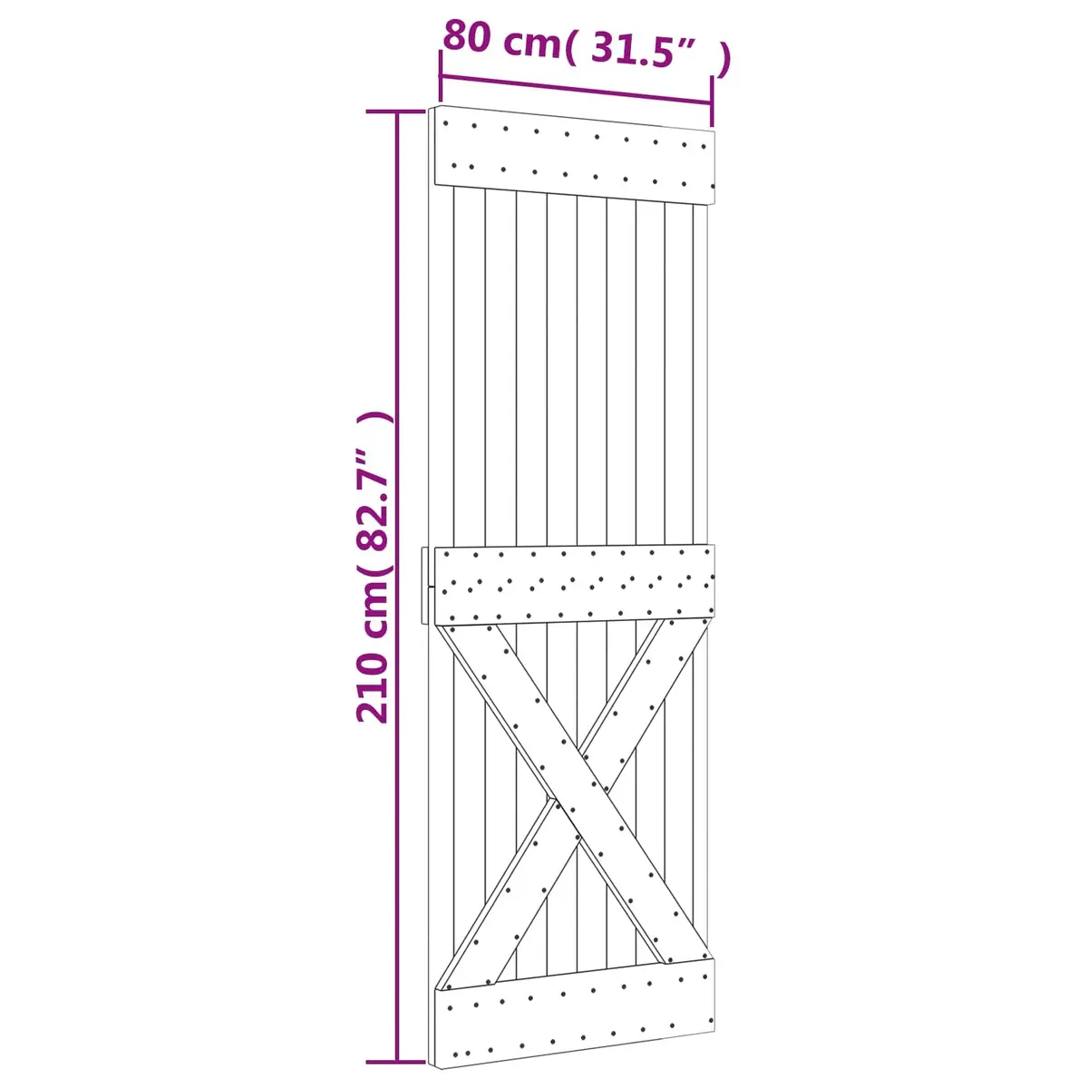 Sliding Door Solid Pine Wood 80x210cm Natural White Modern Interior Room Divider