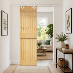 Modern Sliding Door in Natural White Pine Wood 70 x 210 cm