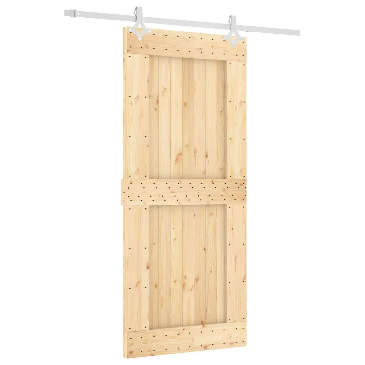 Sliding Door Solid Pine Wood 90 x 210 cm Natural White