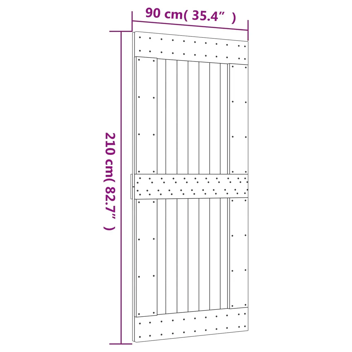Sliding Door Solid Pine Wood 90 x 210 cm Natural White