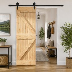 Sliding Door Solid Pine Wood Natural Modern Space-Saving Room Divider 70x210cm