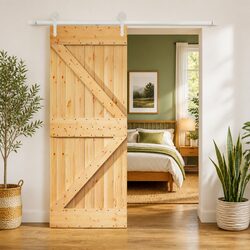 Modern Sliding Door 85 x 210 cm Solid Pine Wood Room Divider