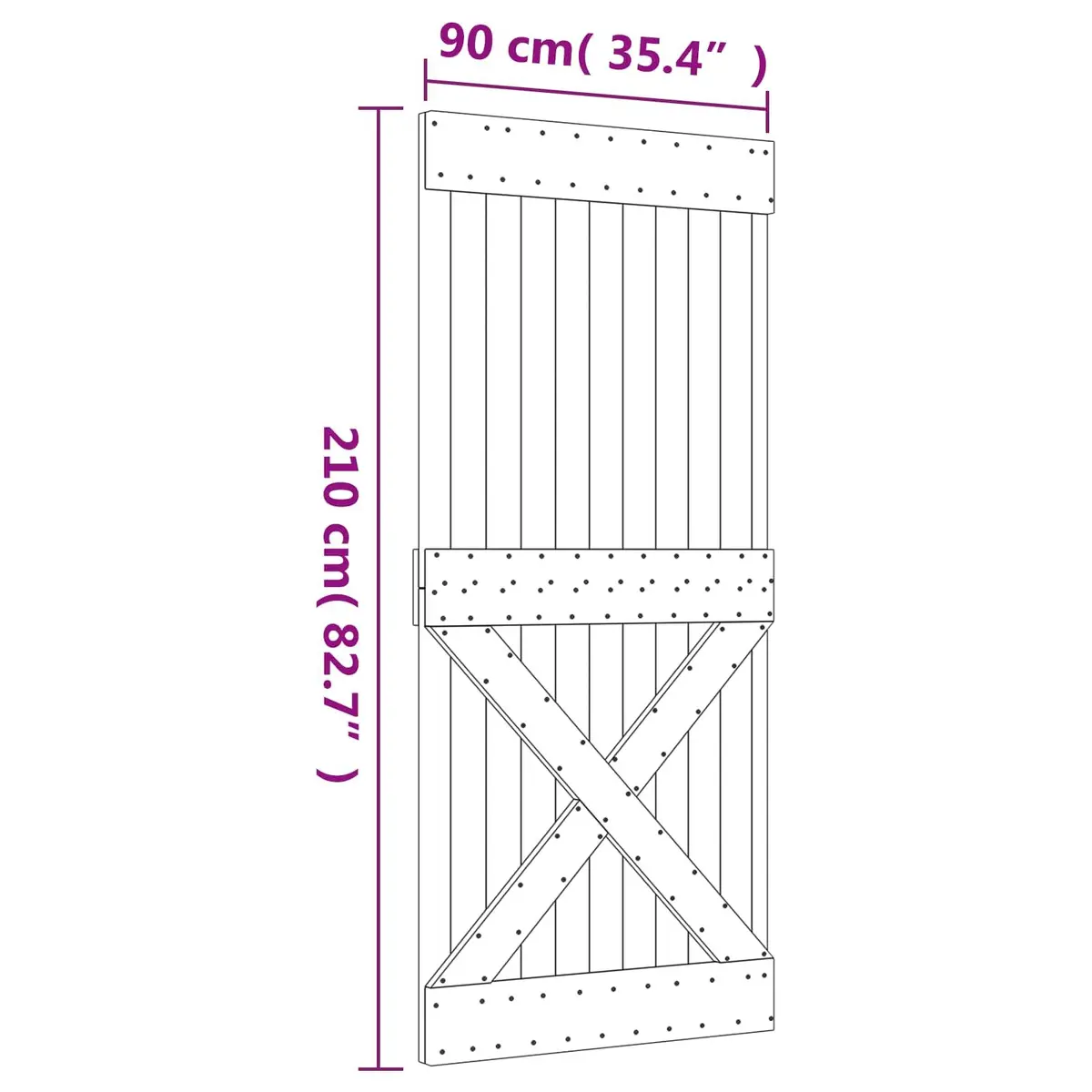 Sliding Door Solid Pine Wood 90 x 210 cm Natural White