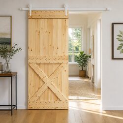 Solid Pine Wood Sliding Door 100 x 210 cm for Modern Spaces