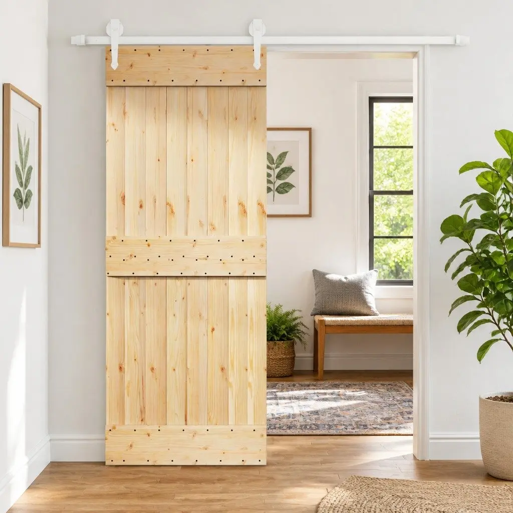 Sliding Door Solid Pine Wood 80 x 210 cm