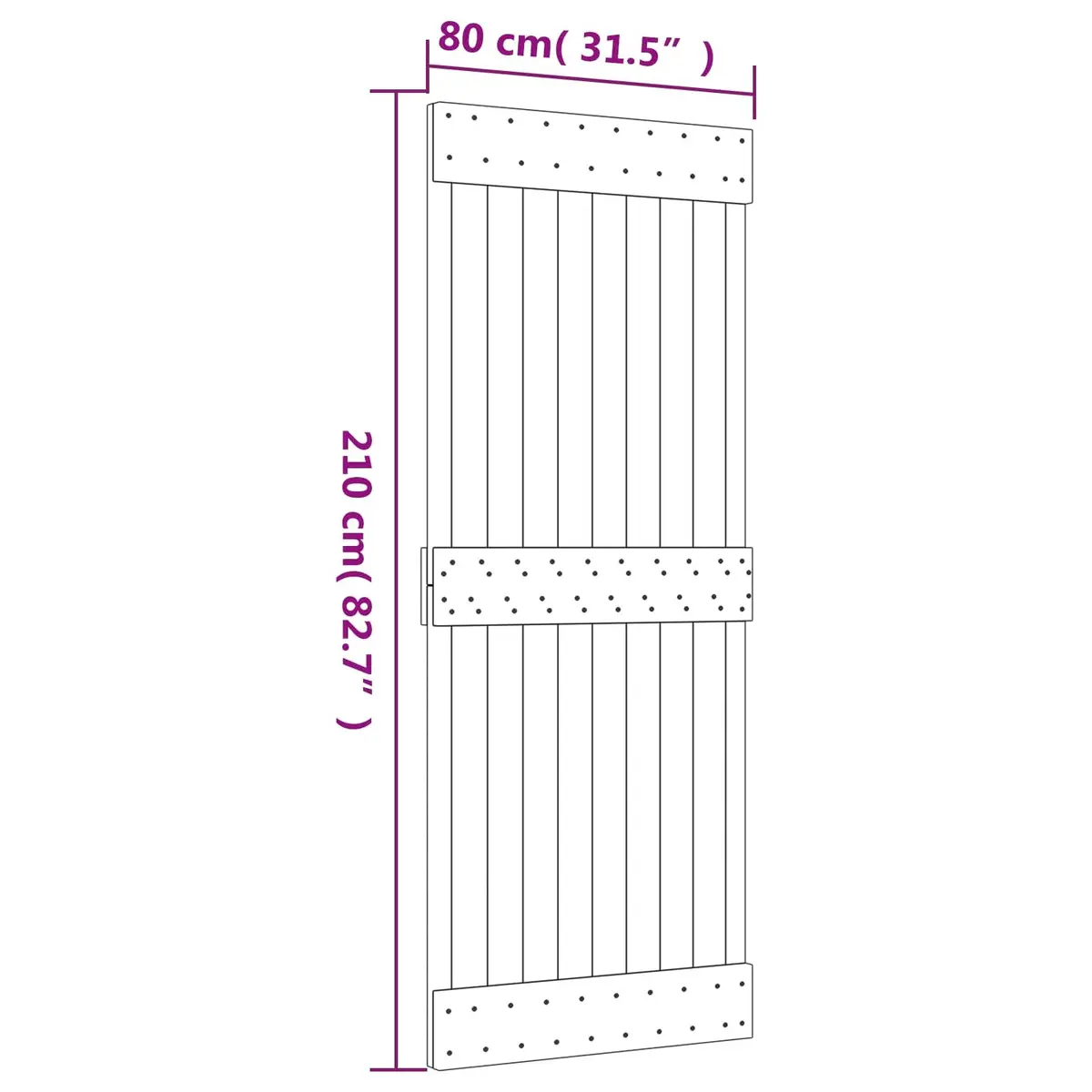 Sliding Door Solid Pine Wood 80 x 210 cm