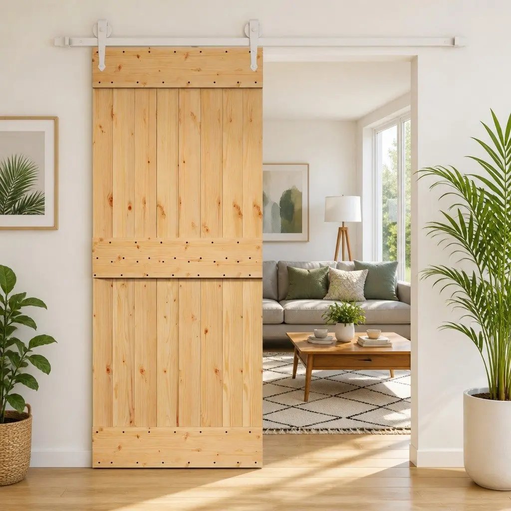Sliding Door in Solid Pine Wood 85x210cm