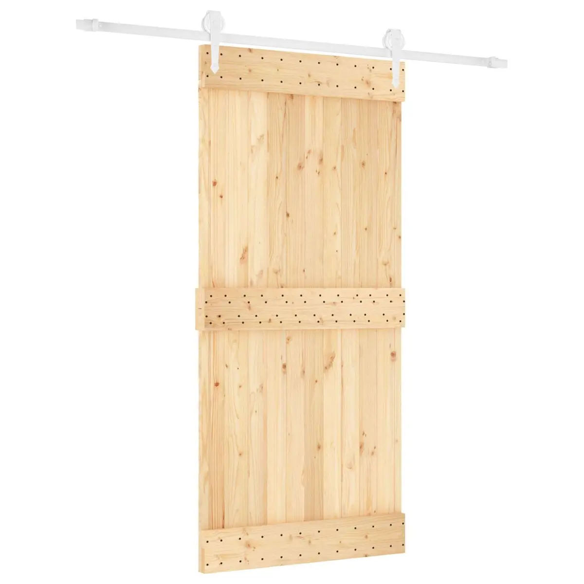Solid Pine Wood Sliding Door Modern Interior Room Divider 95x210cm Brown White