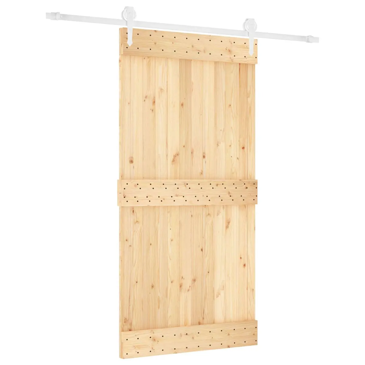 Solid Pine Wood Sliding Door with Durable Steel Track 100 x 210 cm