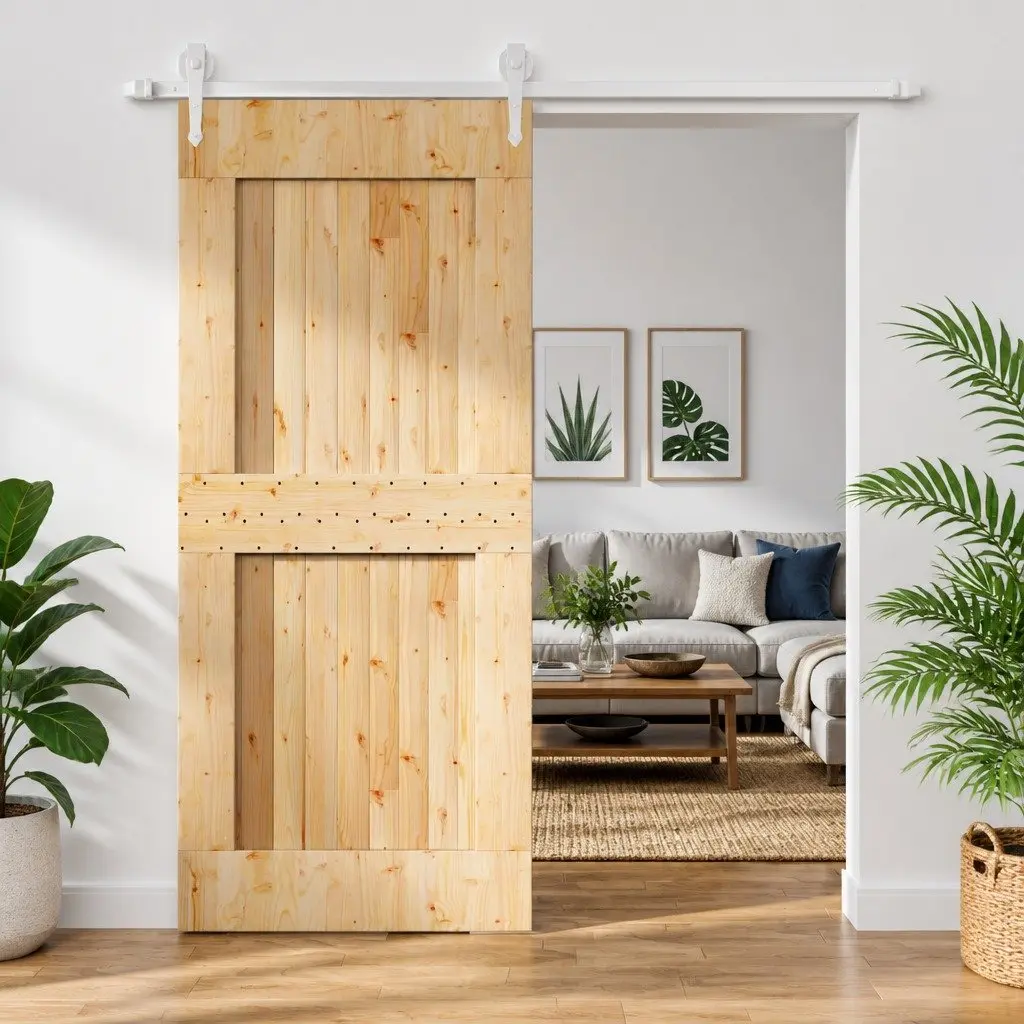 Sliding Door 90x210cm with Solid Pine Frame