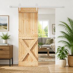Solid Pine Wood Sliding Door 70 x 210 cm with Steel Track