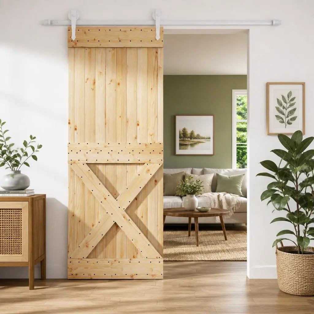 Sliding Door Solid Pine Wood Natural White 80 x 210 cm