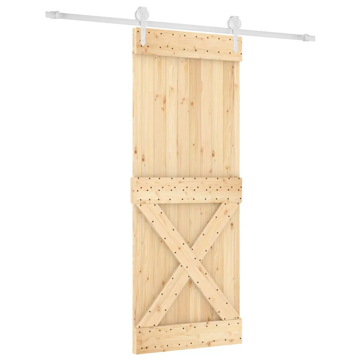 Sliding Door Solid Pine Wood Natural White 80 x 210 cm