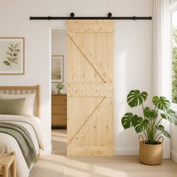 Modern Sliding Door with Durable Wood Frame and Steel Track