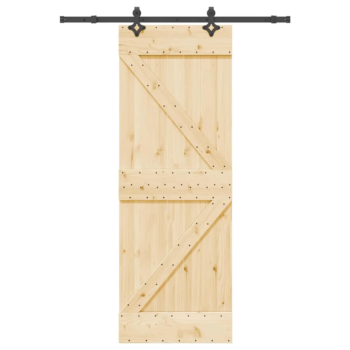 Sliding Door in Natural Pine and Black Steel