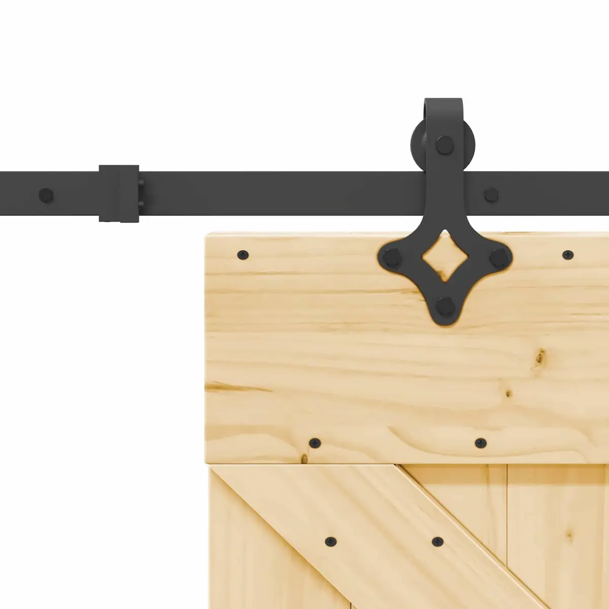 Sliding Door in Natural Pine and Black Steel