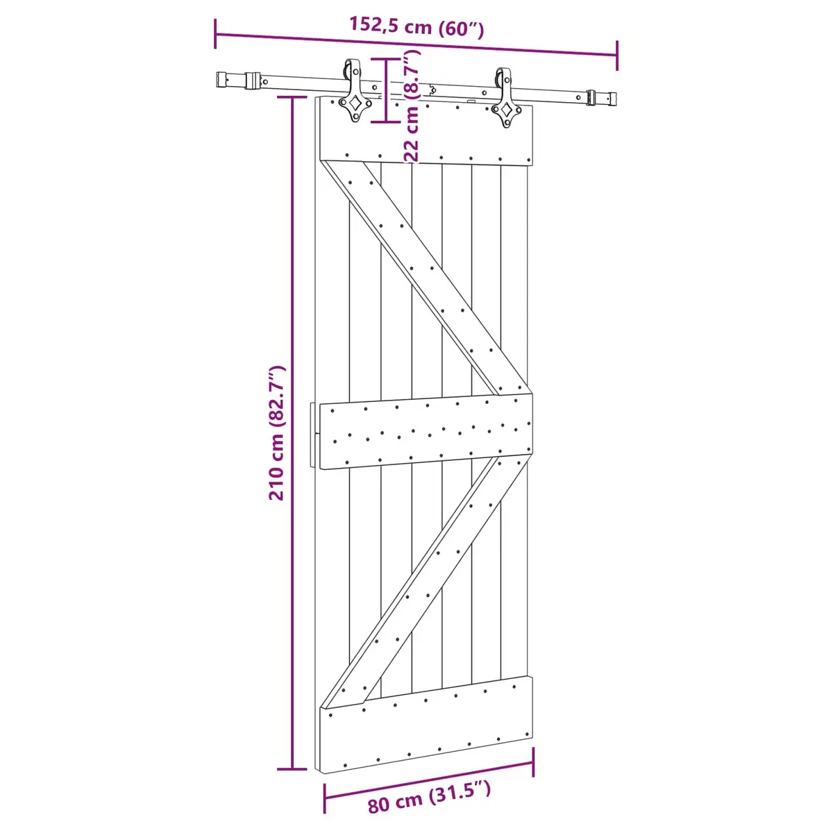 Sliding Door Modern Minimalist Design Space-Saving Interior Room Divider 80 x