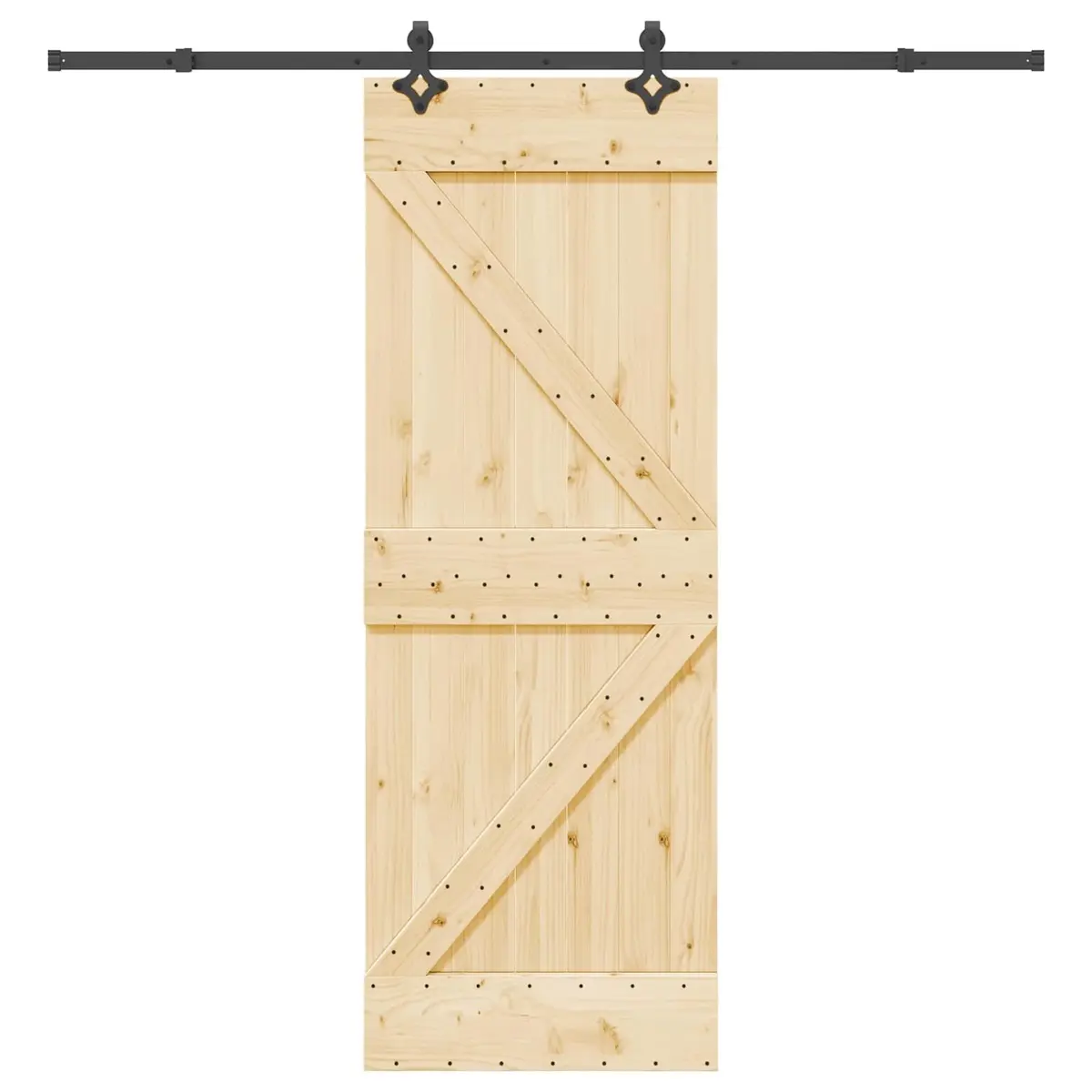 Sliding Door 70x210cm Natural Pine with Steel Track
