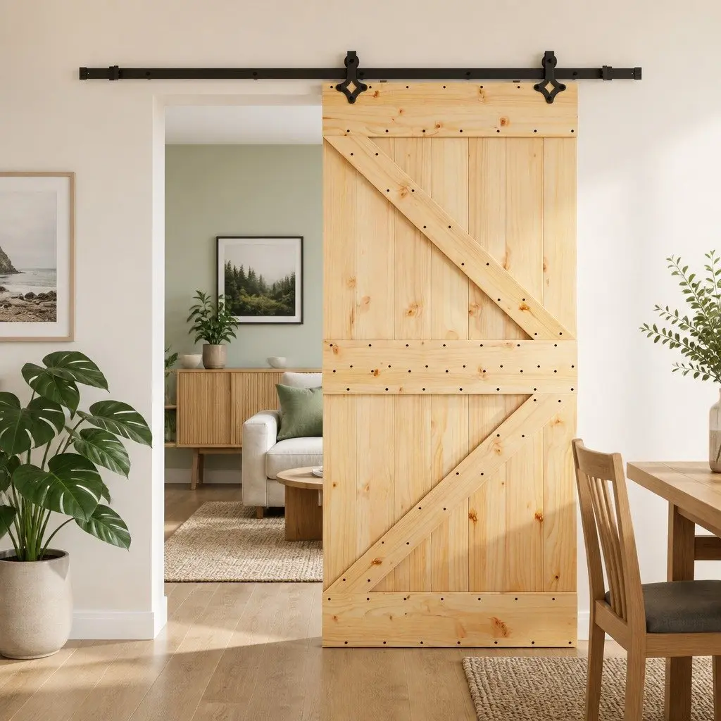 Sliding Door 90x210cm with Solid Pine Wood