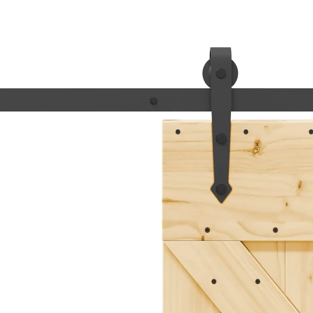 Pine Wood Sliding Door with Black Steel Track 70 x 210 cm