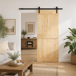 Modern Minimalist Sliding Door with Pine Wood Frame