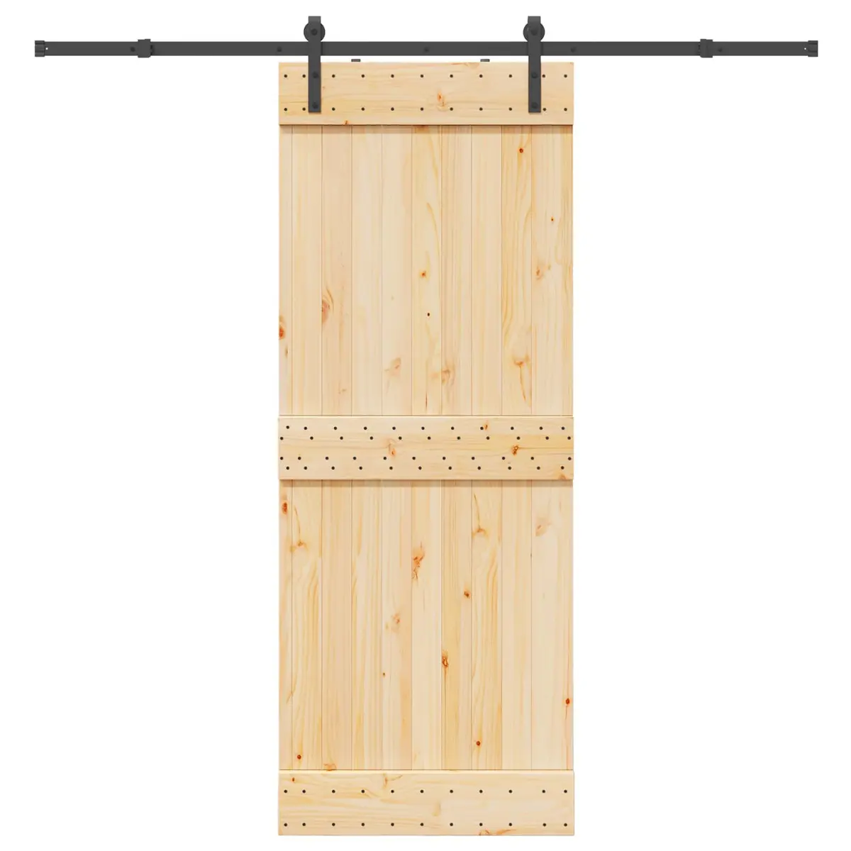 Sliding Door in Natural Pine with Black Frame