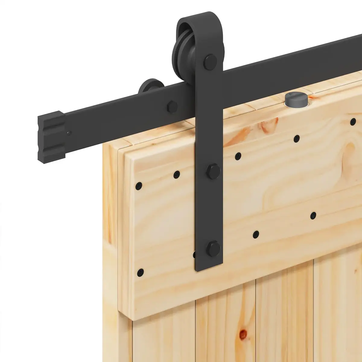 Sliding Door Pine Wood 85x210cm Natural Black Frame