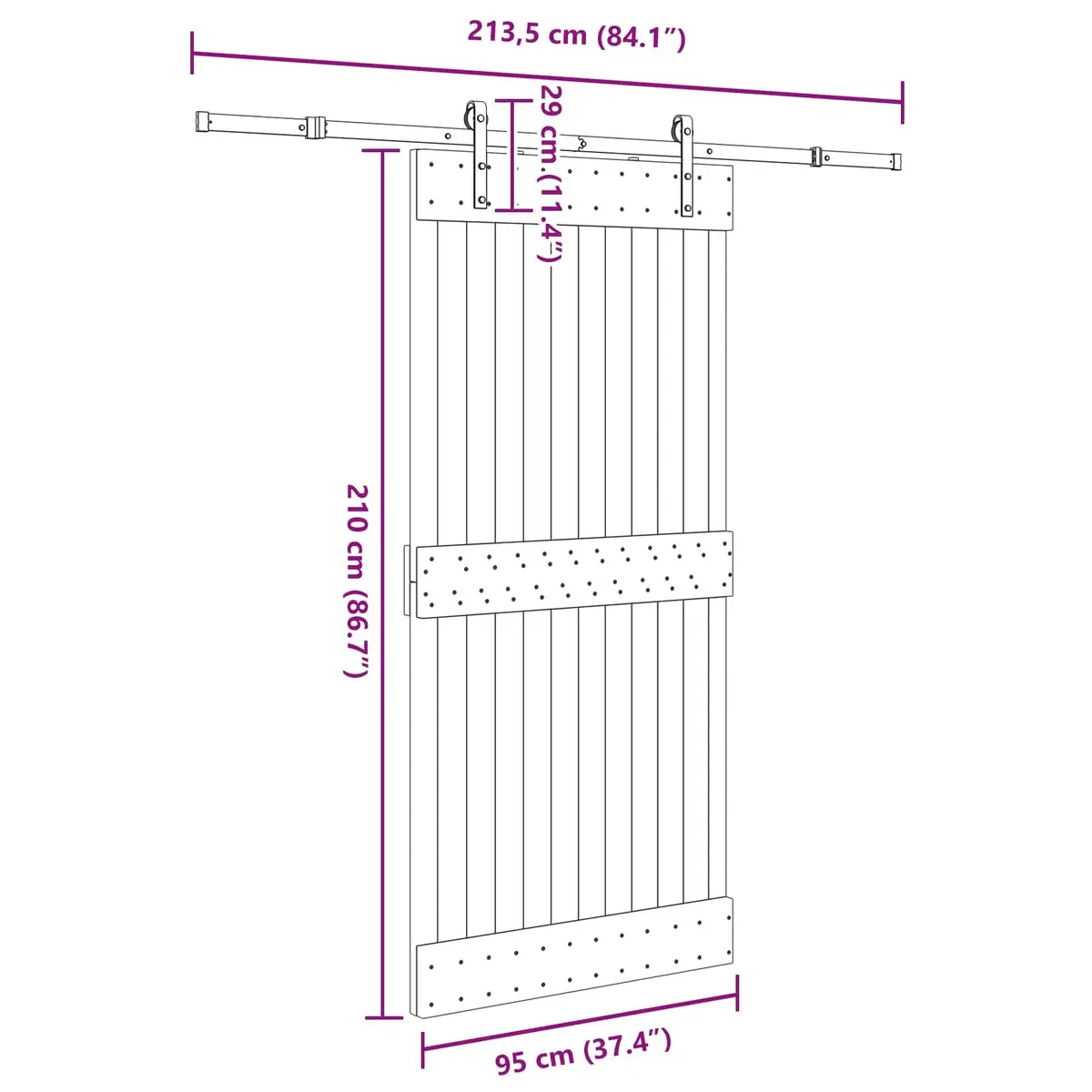 Sliding Door Pine Wood Natural Black Frame 95 cm x 210 cm Modern Space-Saving Room Divider