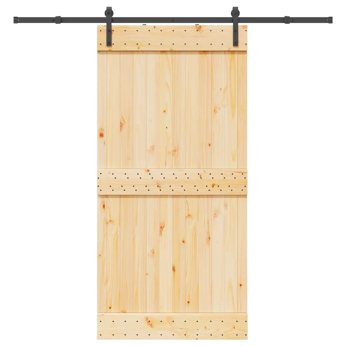 Sliding Door with Natural Pine and Black Frame