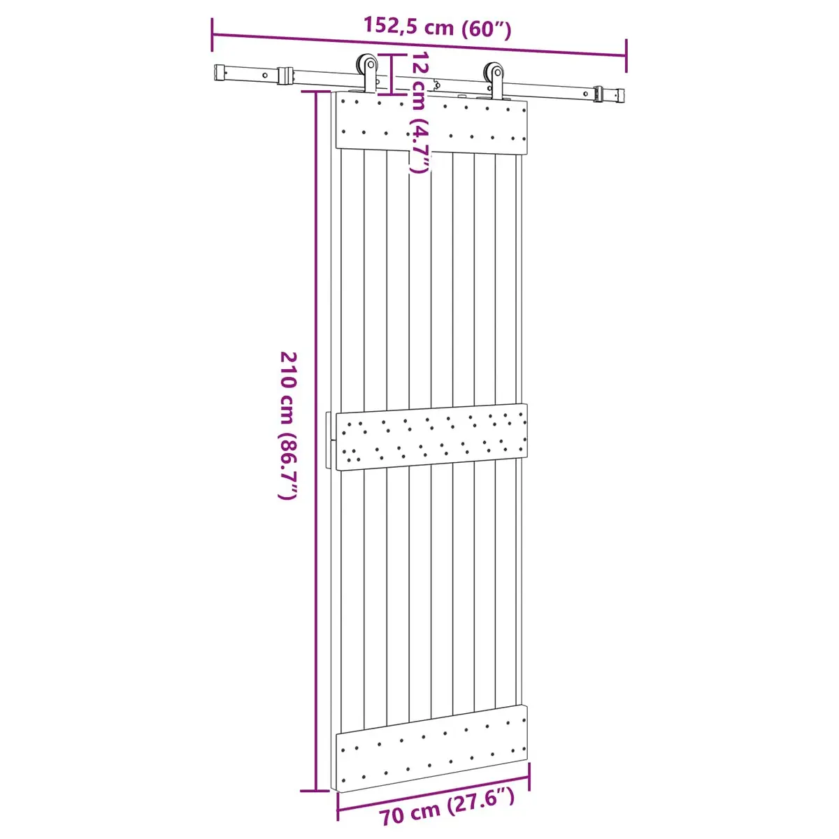Sliding Door 70x210cm for Space Efficiency