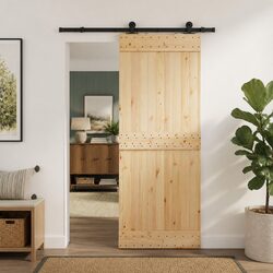 Modern Sliding Door Room Divider with Wood and Steel