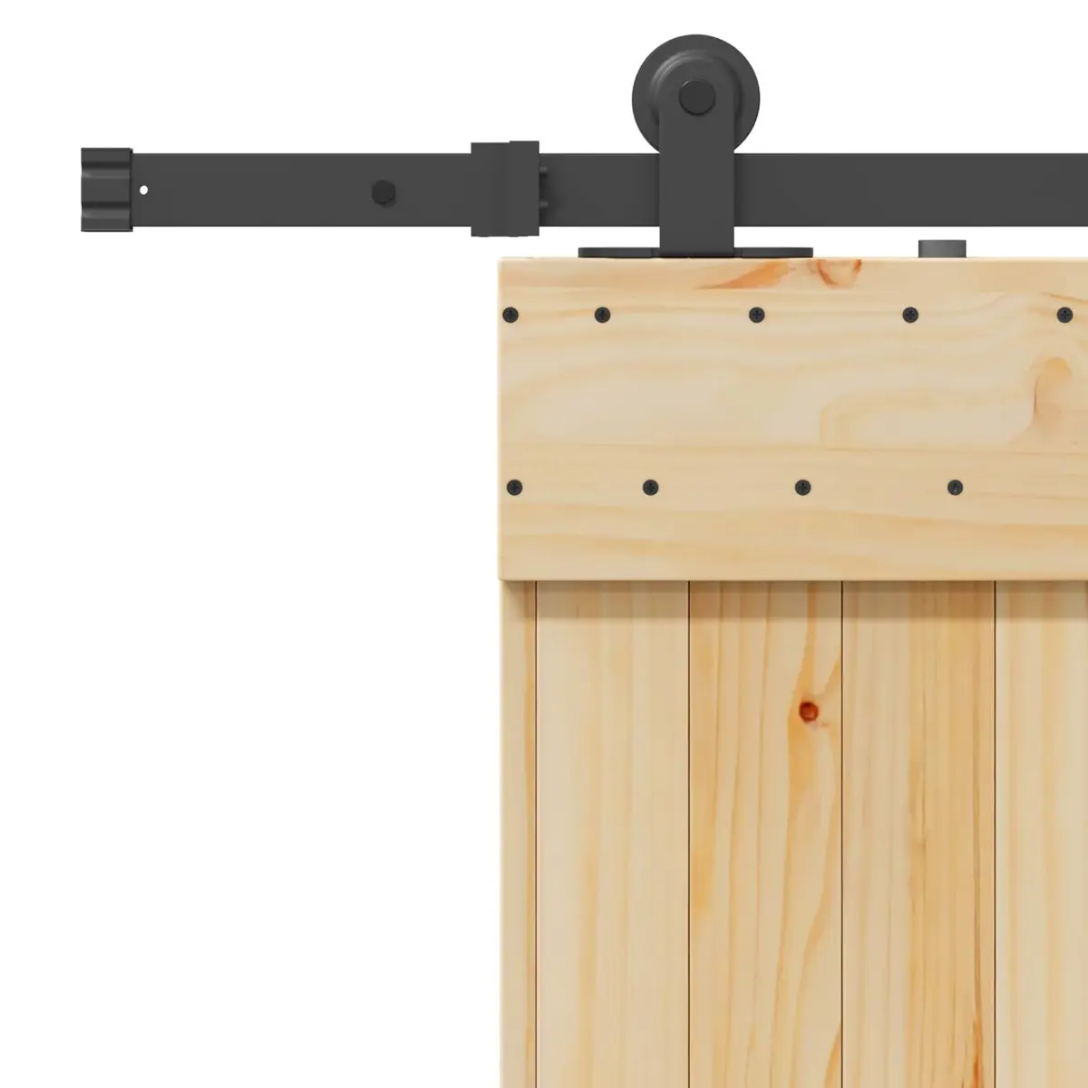 Sliding Door Pine Wood 90x210cm Natural Brown Black