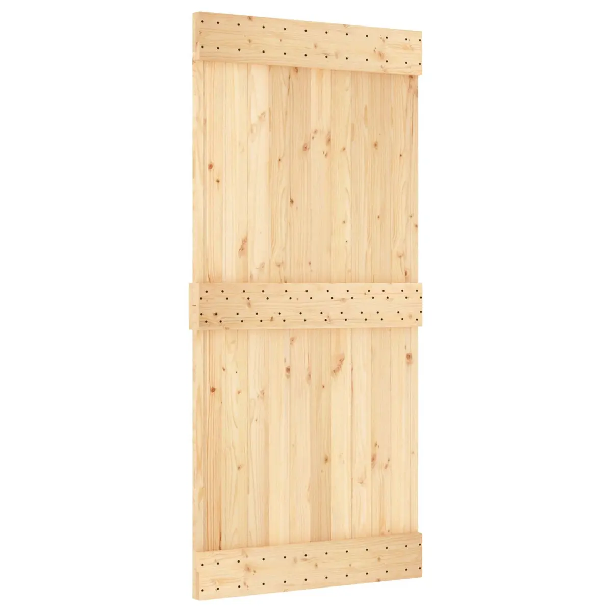 Sliding Door with Natural Pine Wood and Steel Track