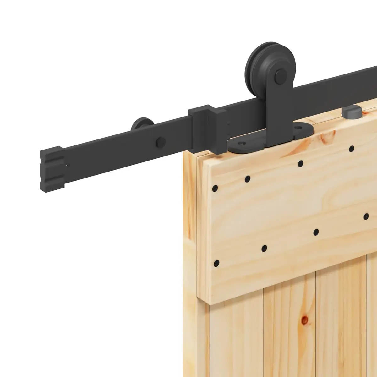 Sliding Door with Natural Pine Wood and Steel Track