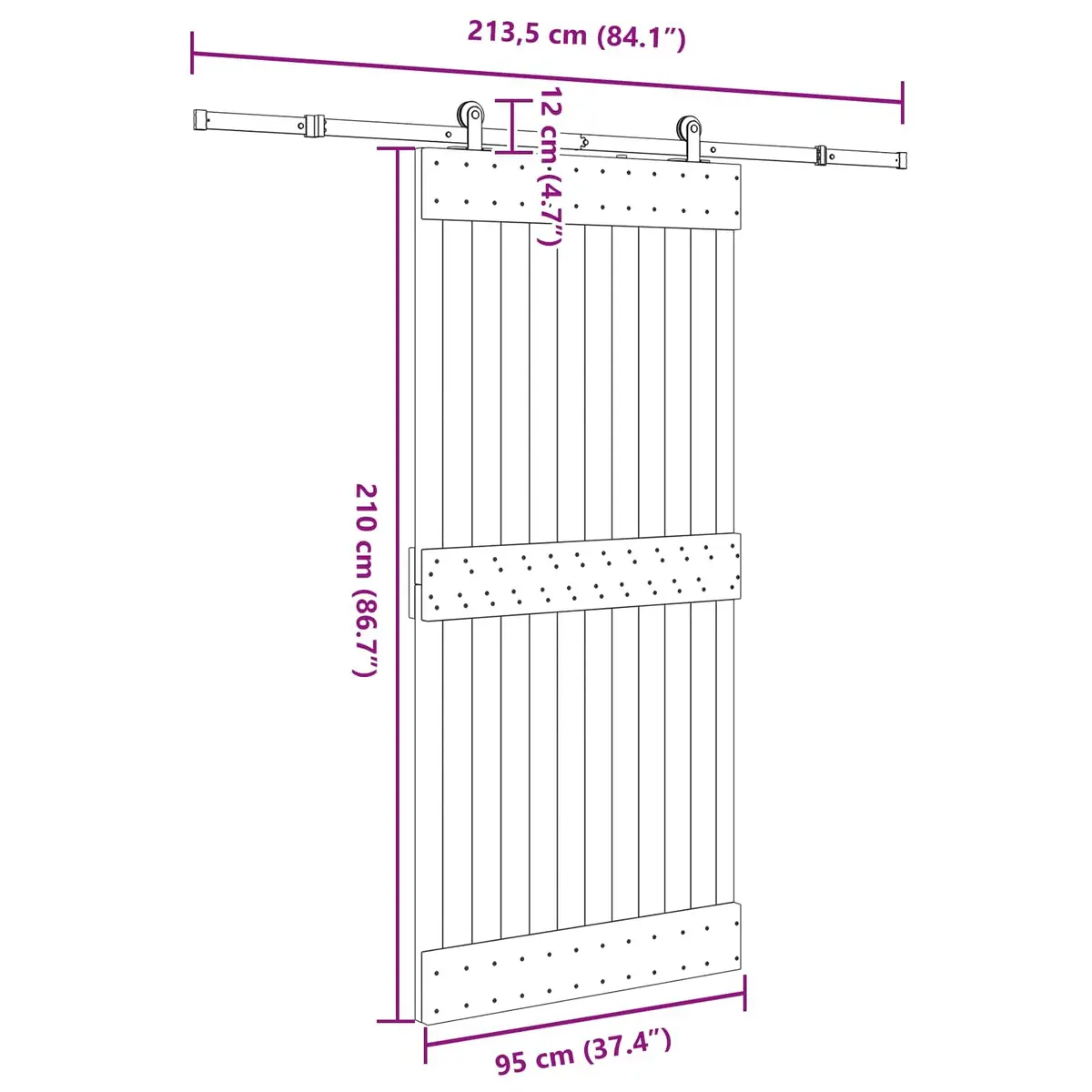 Sliding Door with Natural Pine Wood and Steel Track