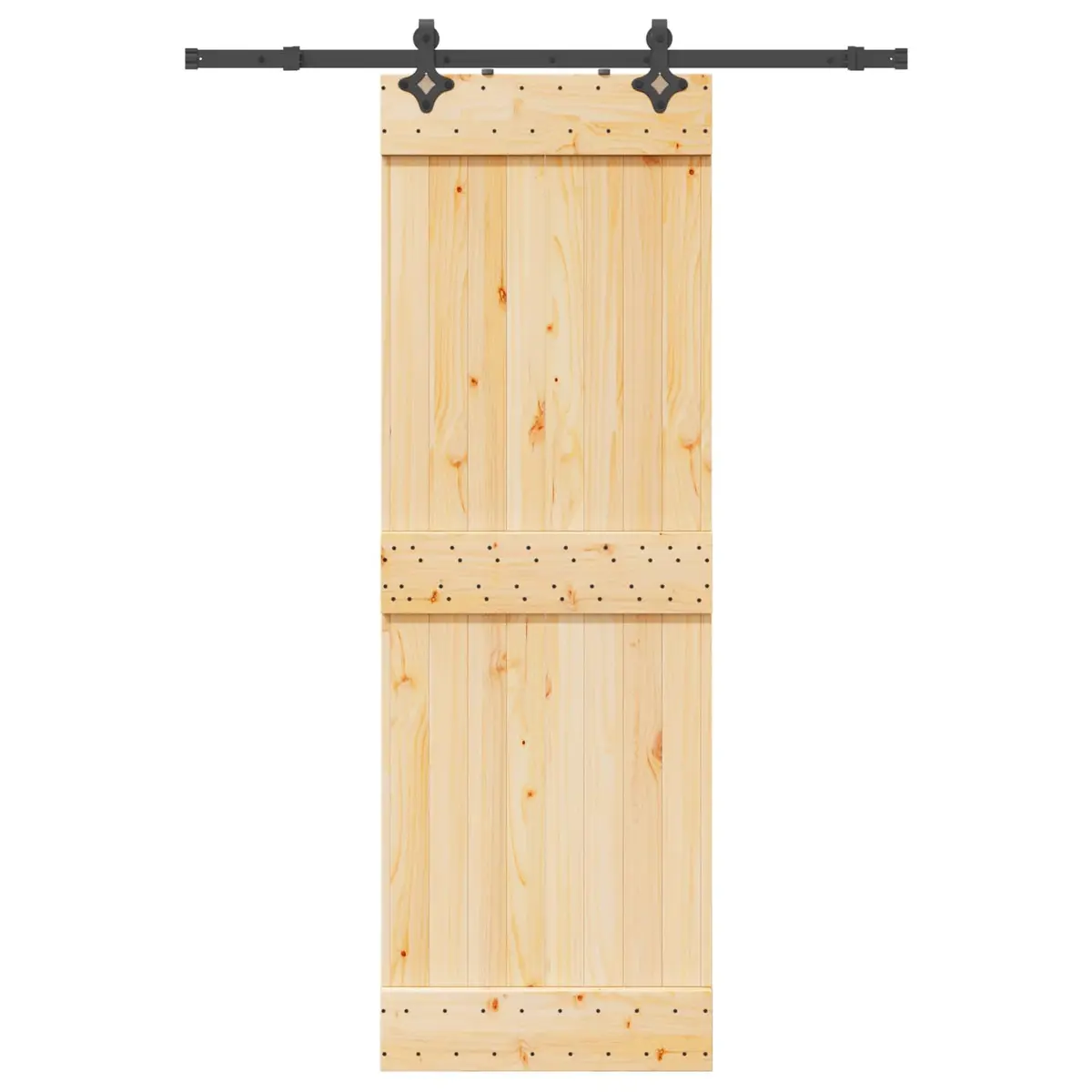 Sliding Door with Solid Pine and Steel Track 70x210cm
