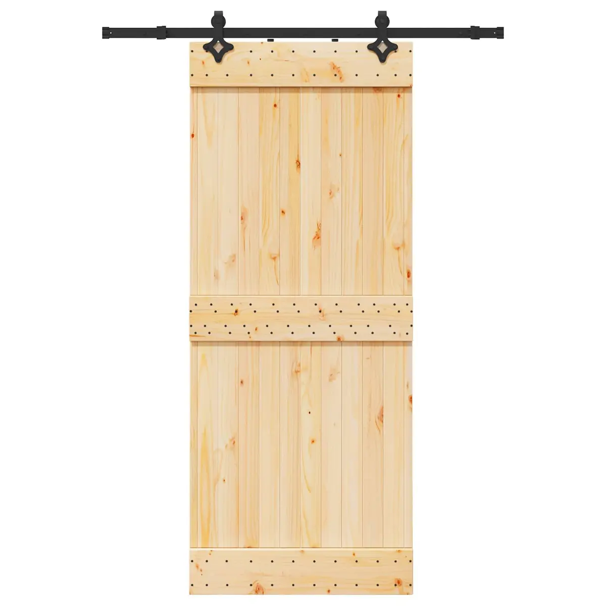 Top Track Sliding Door in Natural Pine and Black Steel 85x210cm